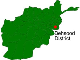 Map of Afghanistan with Behsood District marked